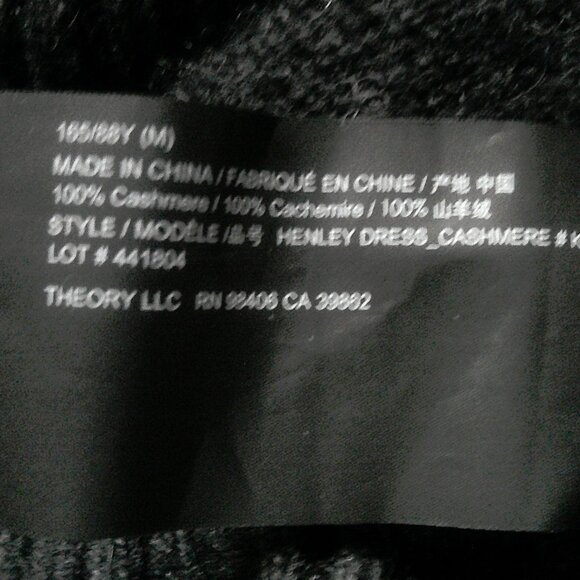 Theory Gray 100% Cashmere MSRP $435 Henley Sweater Dress M - Picture 10 of 10